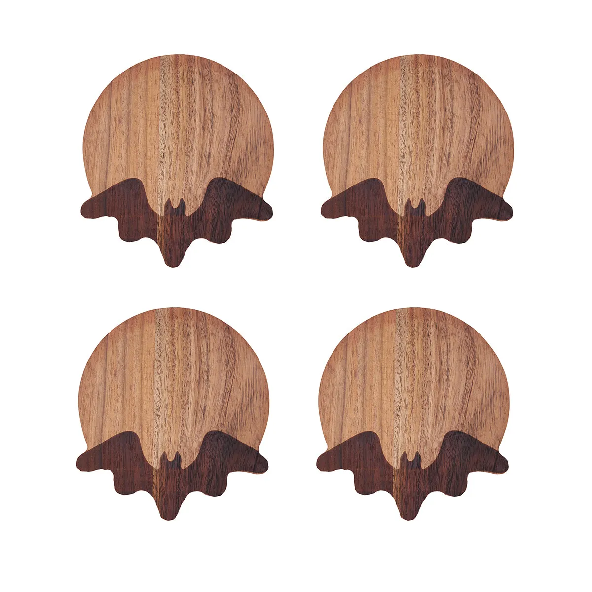 Bat Wood Coasters, Set of 4