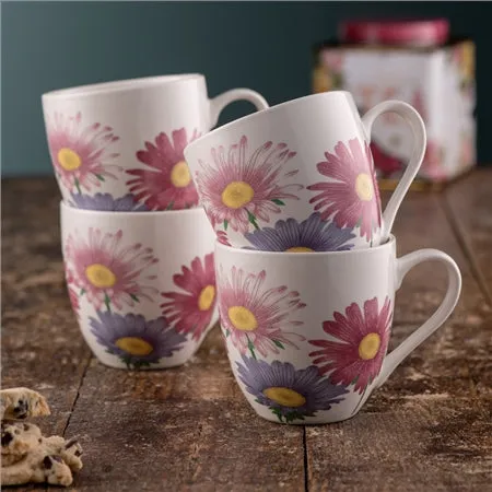 Belleek Living Wild Aster 4 Piece Mug Set