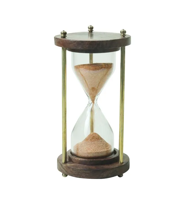 Bhakti SELECTION Unique Wooden Handcrafted Sand Hour Glass Clock, Best for Desk Use and Office Desk