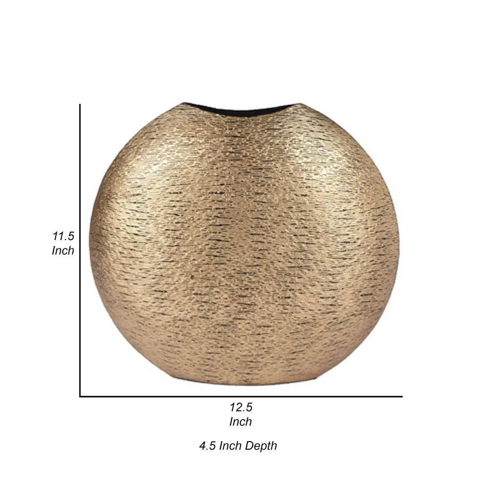 Bier Accent Flower Vase, Tabletop Decor, Gold and Black Textured Finish By Casagear Home