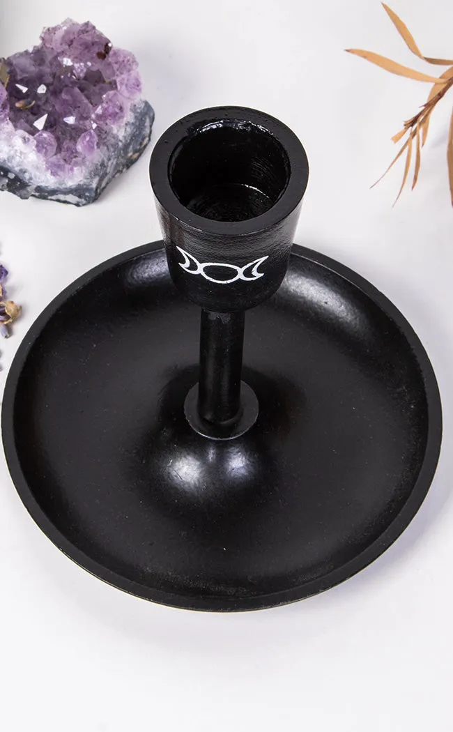 Black Triple Moon Taper Candle Holder