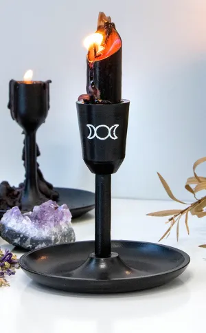 Black Triple Moon Taper Candle Holder