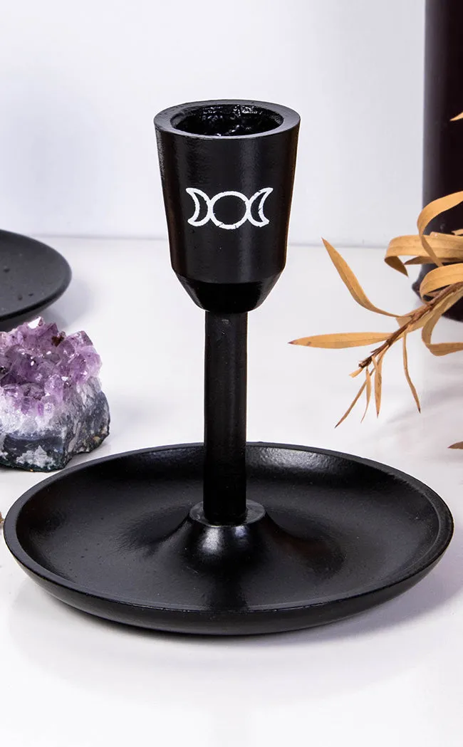 Black Triple Moon Taper Candle Holder