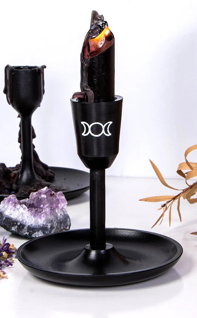 Black Triple Moon Taper Candle Holder