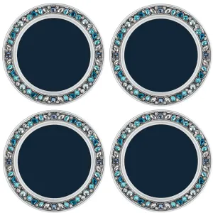 Blank White Amber Goldtone 4.5 x 4.5  Resin Polymer  Jeweled Coaster Set of 11