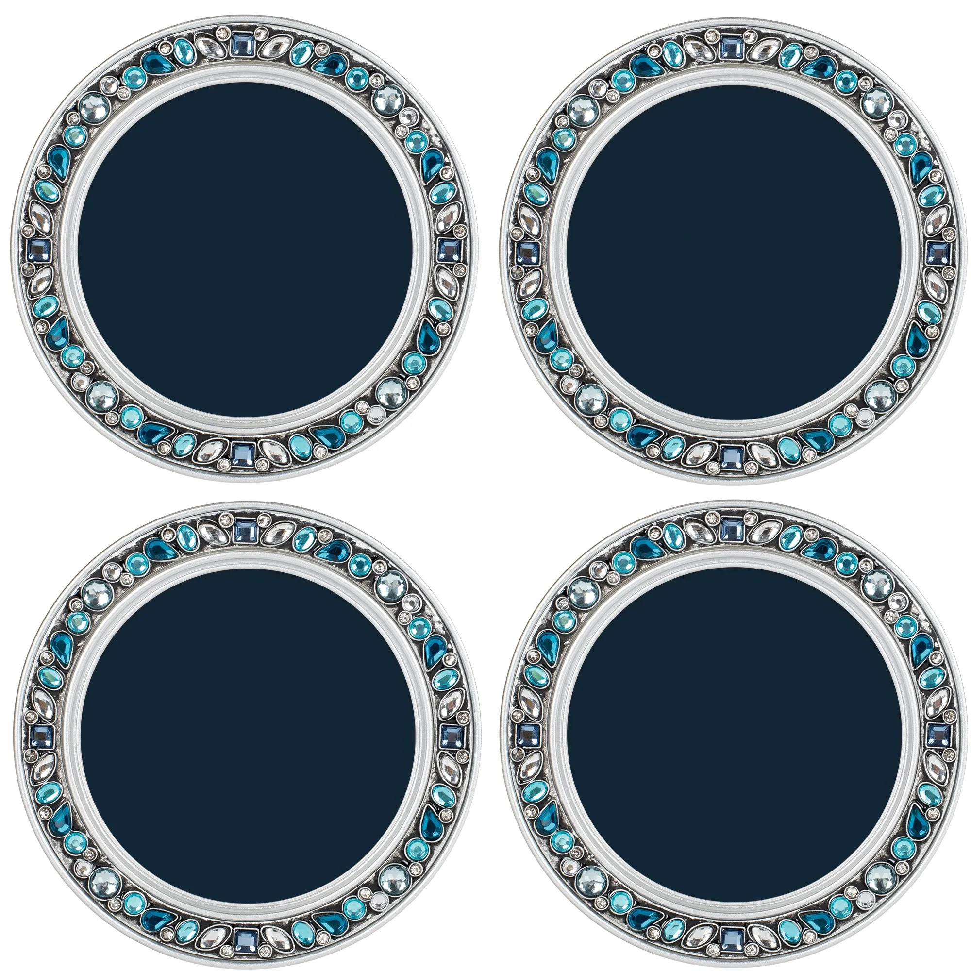 Blank White Amber Goldtone 4.5 x 4.5  Resin Polymer  Jeweled Coaster Set of 11