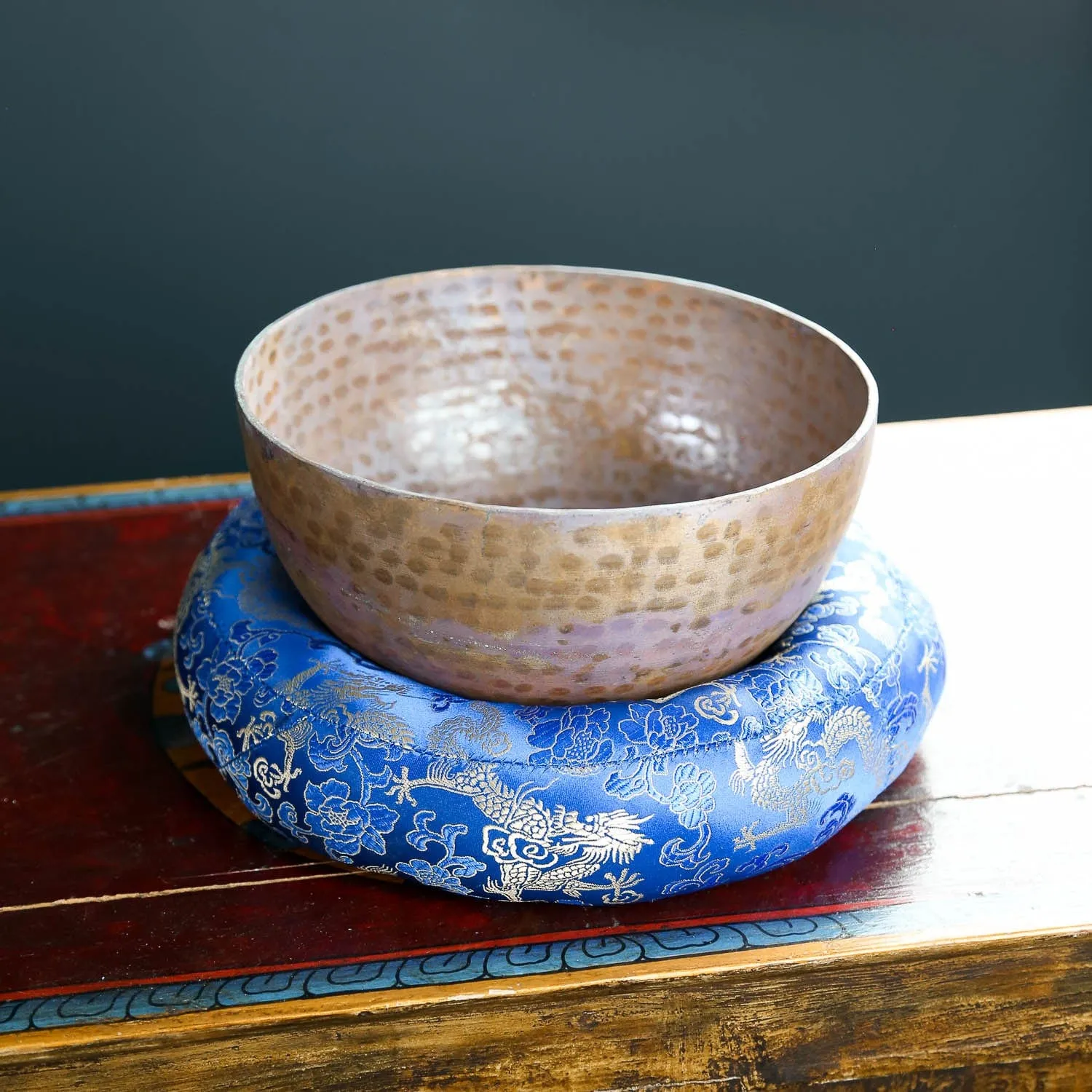Blue Large Singing Bowl Ring Cushion