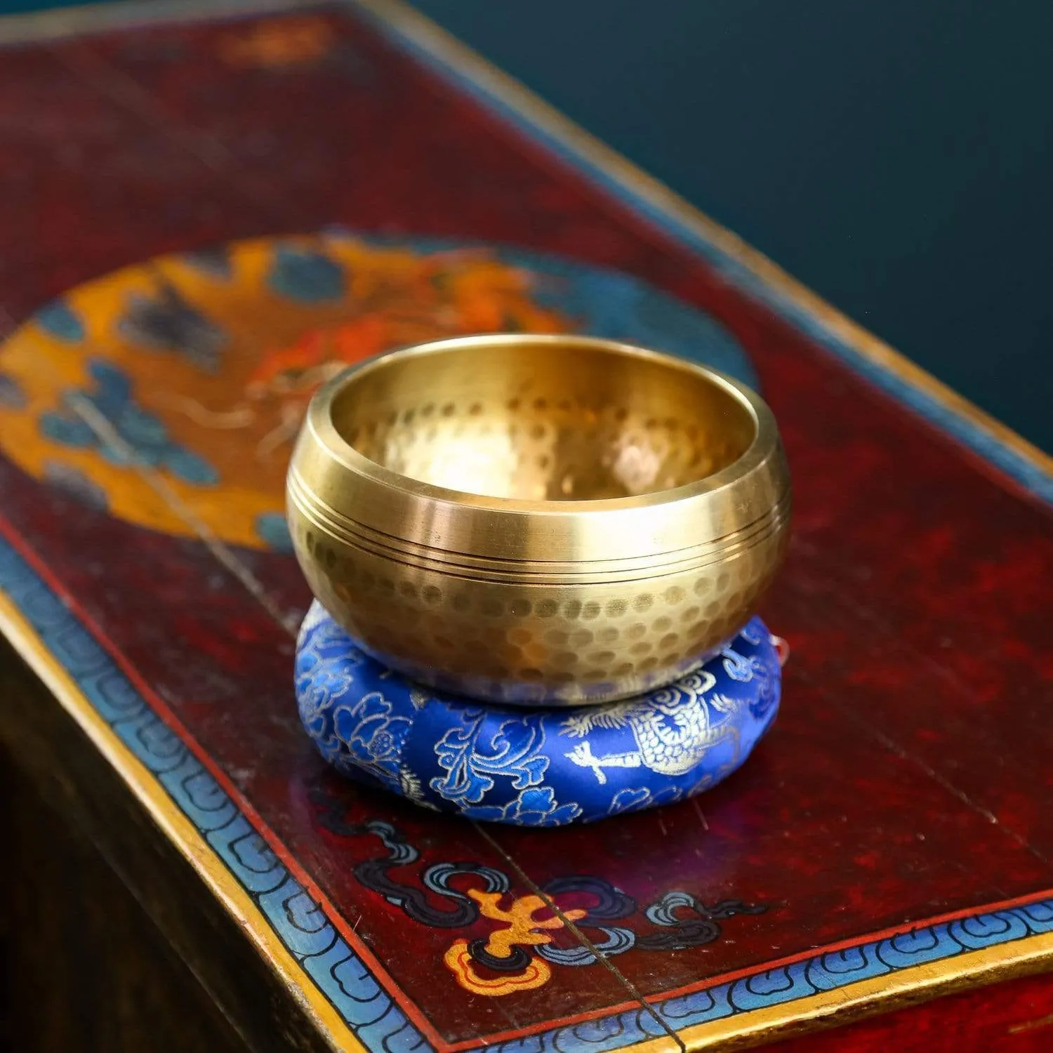Blue Singing Bowl Ring Cushion