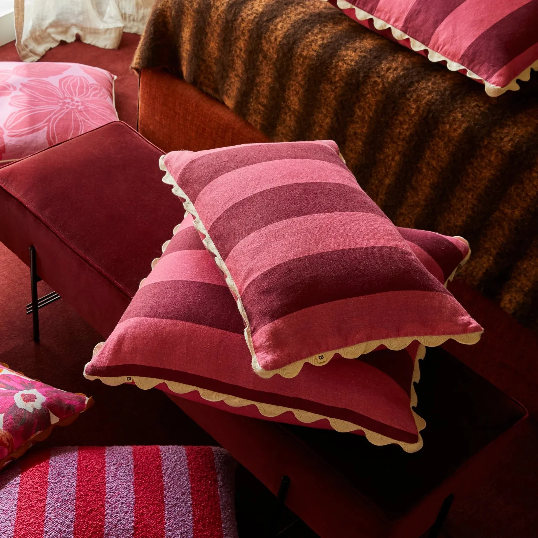 Bonnie & Neil Big Stripe Cerise Cushion 60cm