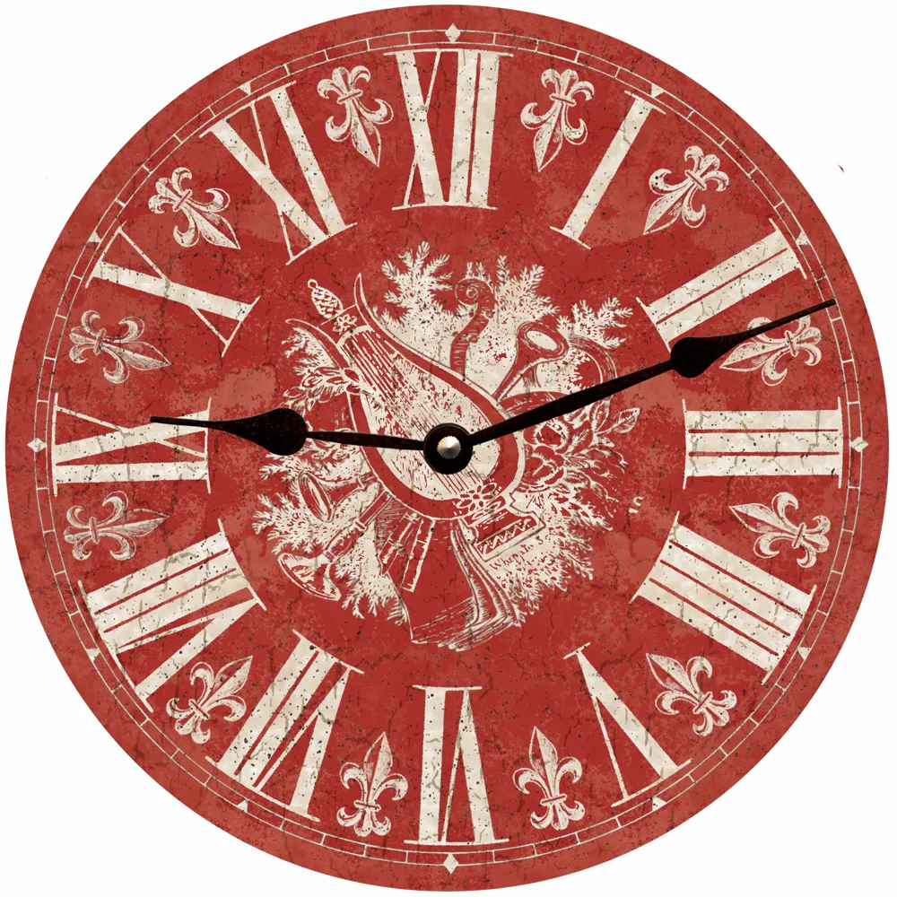 Brick Red Clock- French Fleur-de-lis Clock