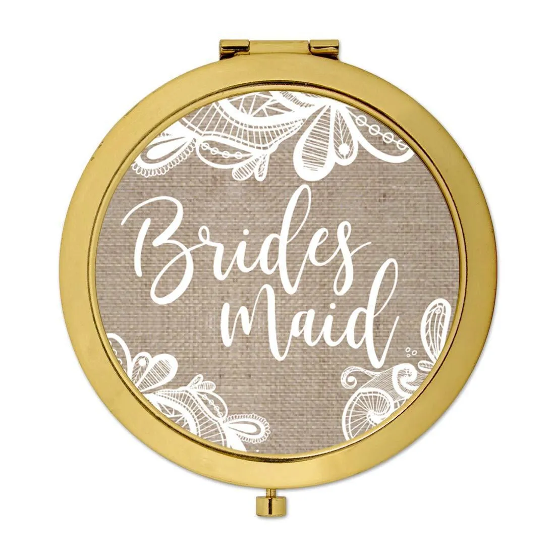 Burlap Lace Gold Compact Mirror