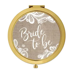 Burlap Lace Gold Compact Mirror