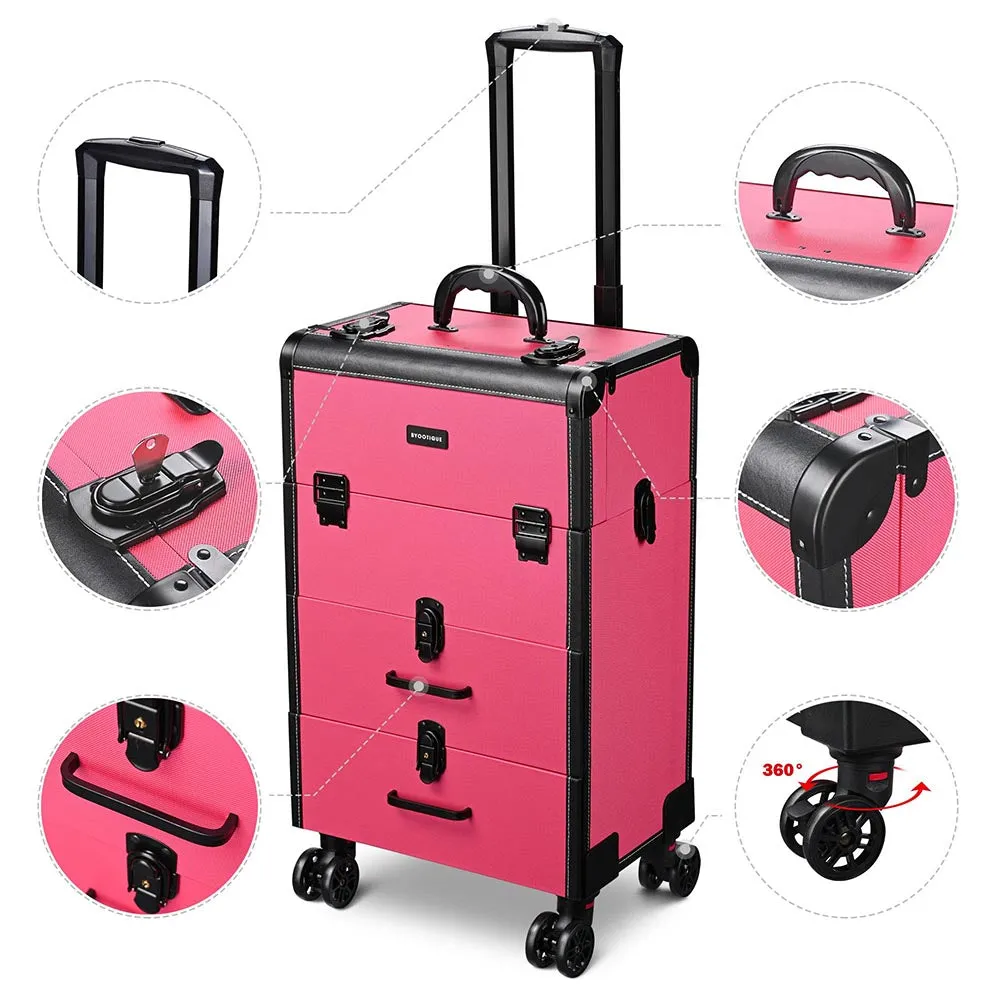 Byootique Rolling Makeup Train Case w/ Drawers