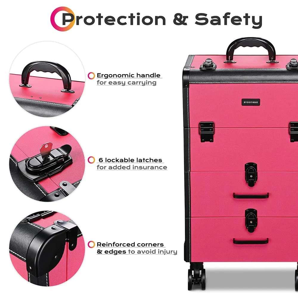 Byootique Rolling Makeup Train Case w/ Drawers