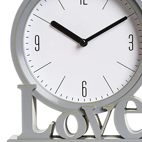 CALANDIS Decorative Love Word Desk Clock Non Ticking Ornament for Bedroom Easily Read Grey | 1 Table Clock
