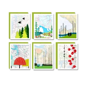Card Set of 6 - Assorted Washington Map by Rachel Austin