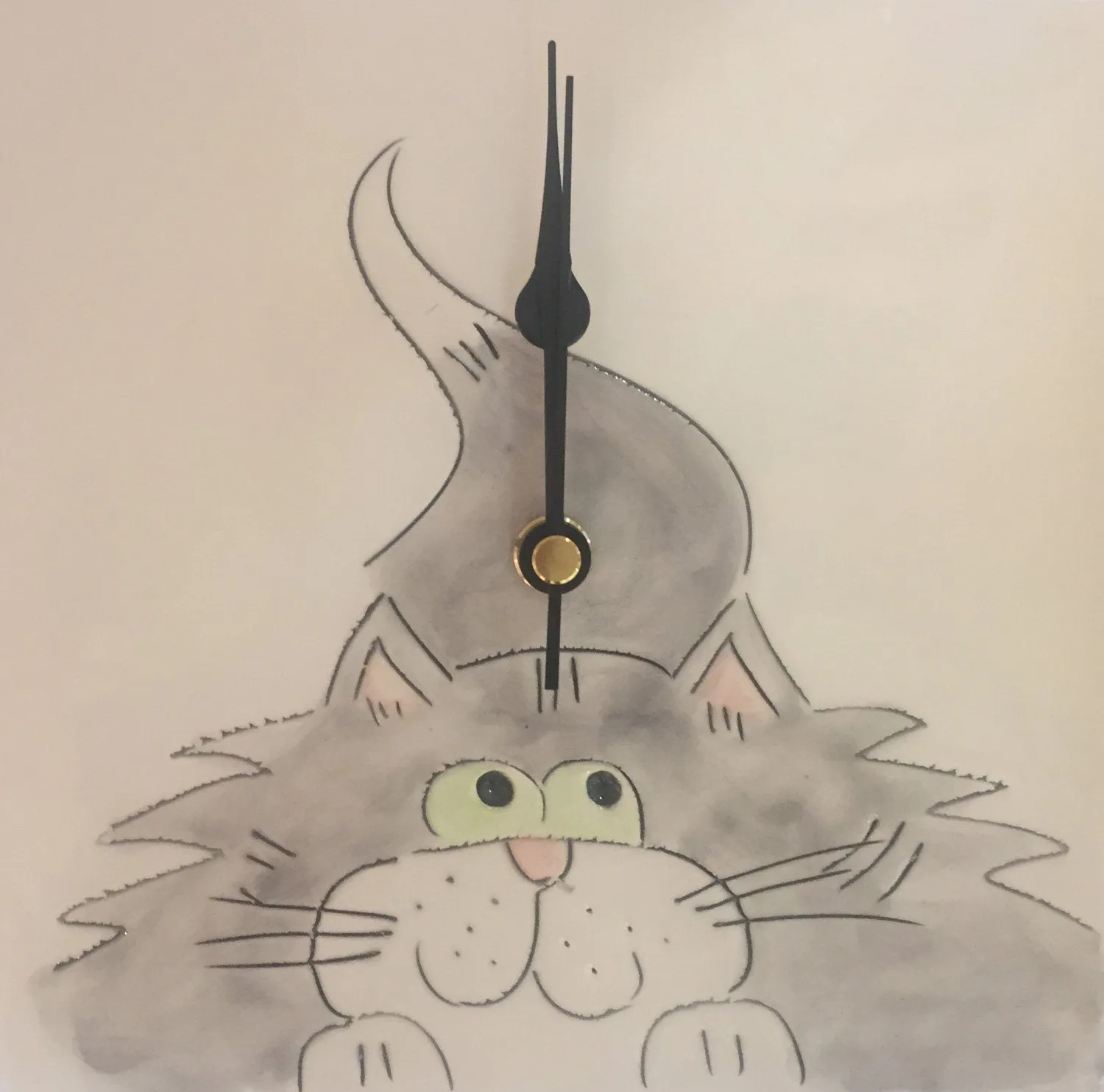 Cat Wall Clock by Stephanie Beasley