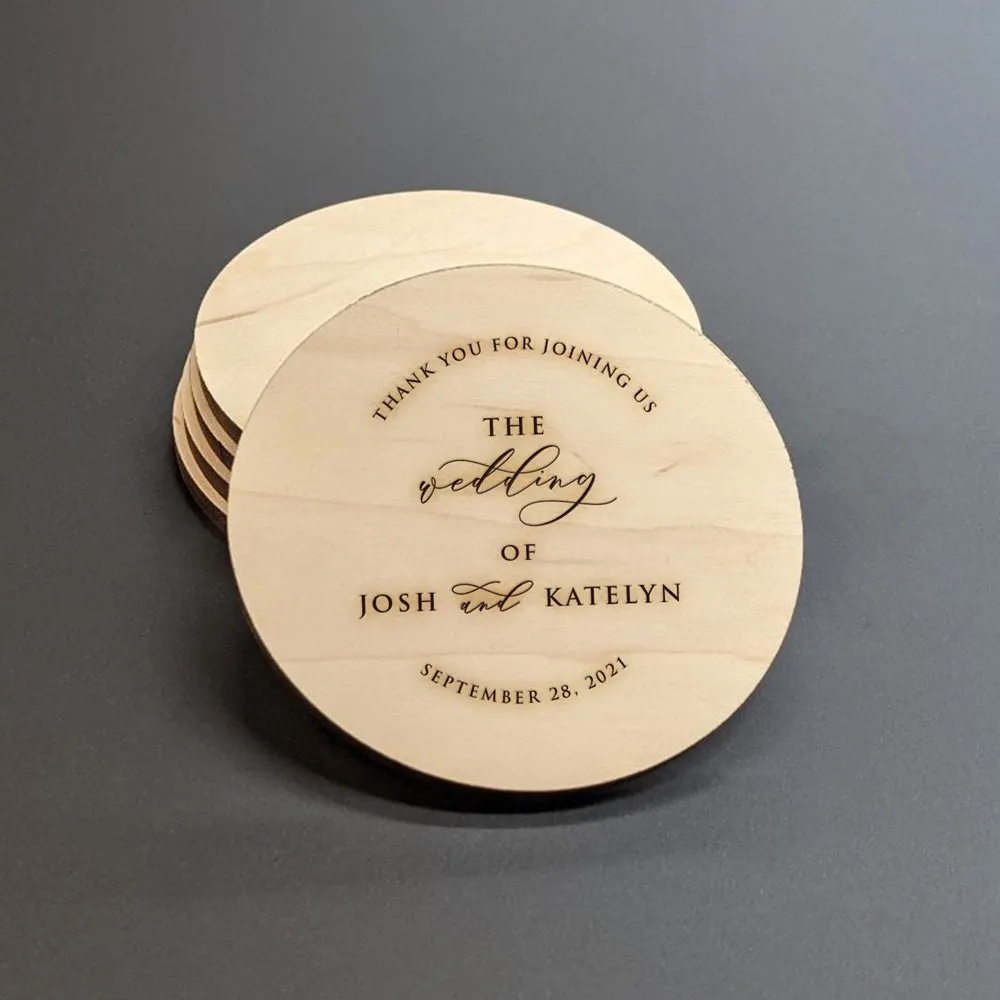 Cathiey Wedding Wood Coasters