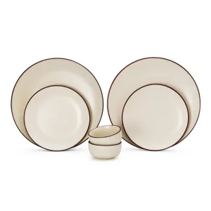 Ceramic Dinner Set | 2 Dinner Plates, 2 Small Plates & 2 Katori Bowls | Off White | Set of 6