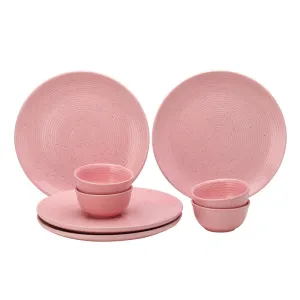 Ceramic Dinner Set | 4 Dinner Plates & 4 Katori Bowls | Dinnerware Set | Blush Pink | Set of 8