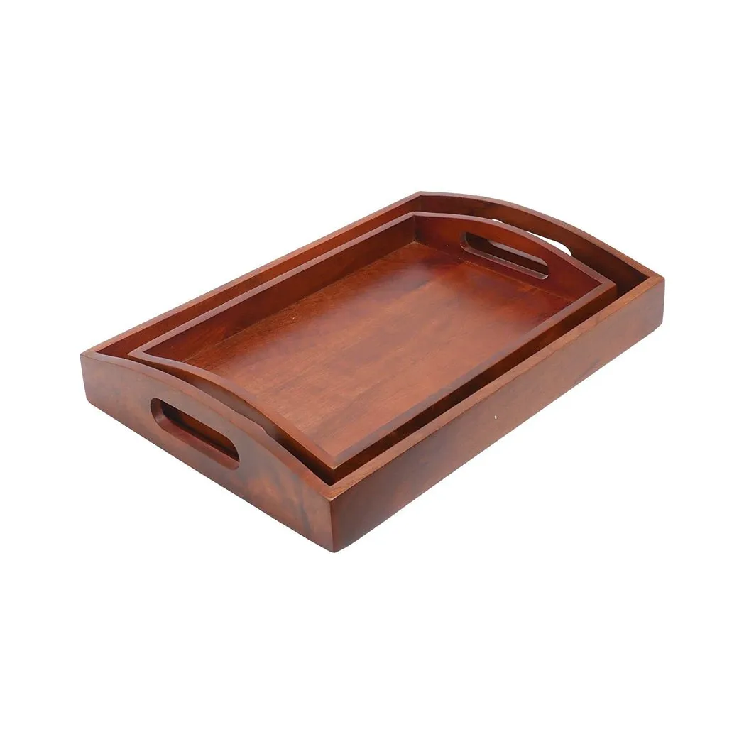 Classic Serving Wooden Tray (Set of 2)
