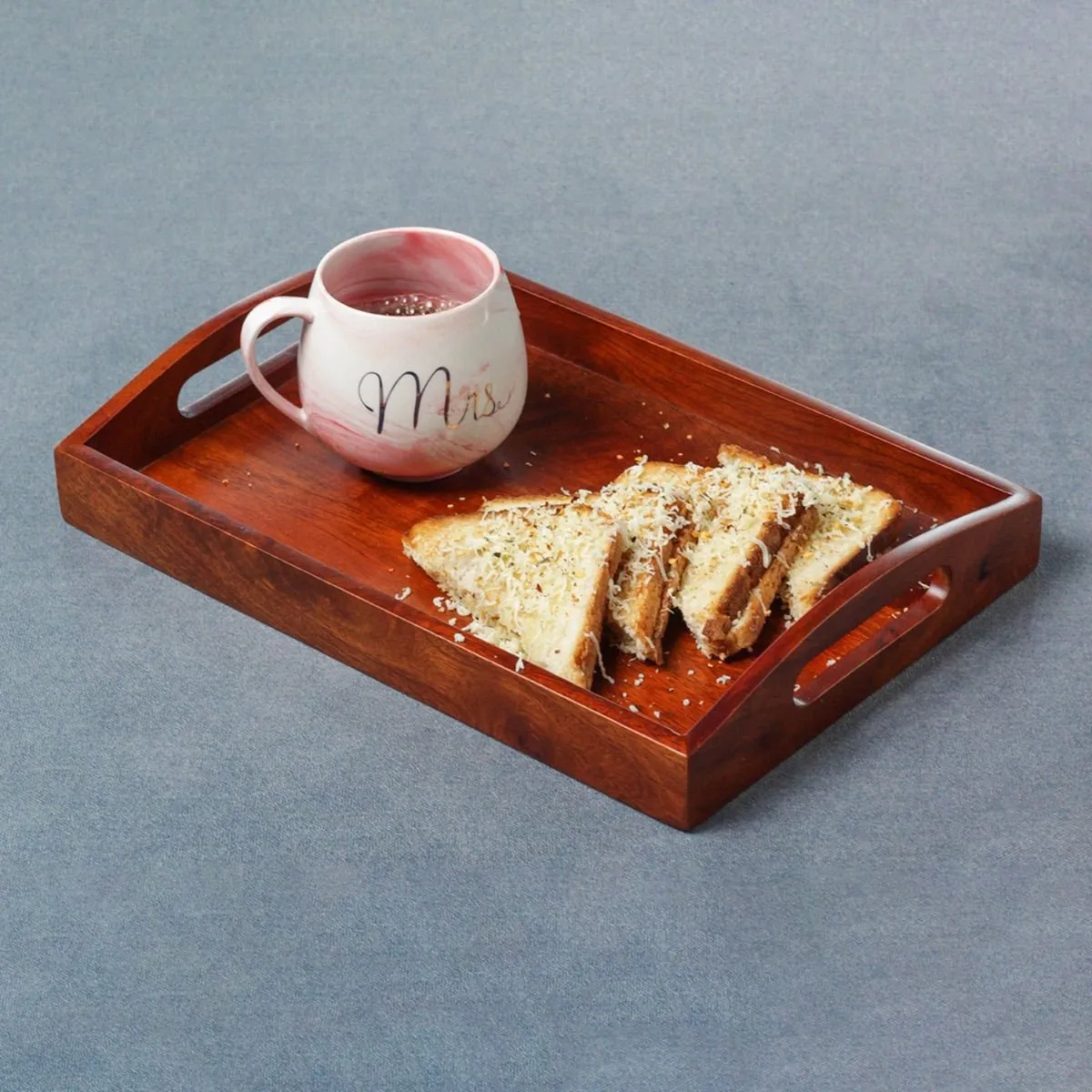 Classic Serving Wooden Tray (Set of 2)