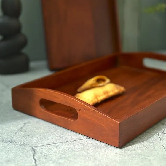 Classic Serving Wooden Tray (Set of 2)