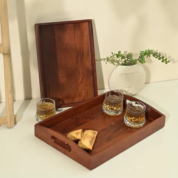 Classic Serving Wooden Tray (Set of 2)