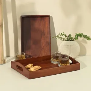 Classic Serving Wooden Tray (Set of 2)