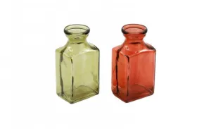 Coloured Glass Square Bud Vases