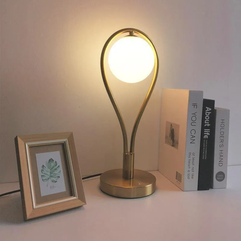Contemporary Creative Racket Shape Iron Copper Glass 1-Light Table Lamp For Bedroom