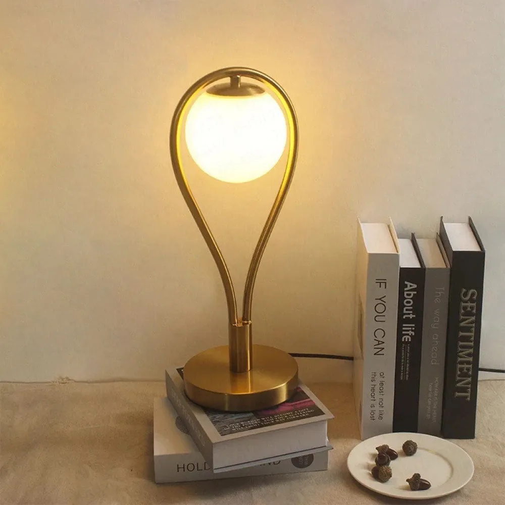 Contemporary Creative Racket Shape Iron Copper Glass 1-Light Table Lamp For Bedroom