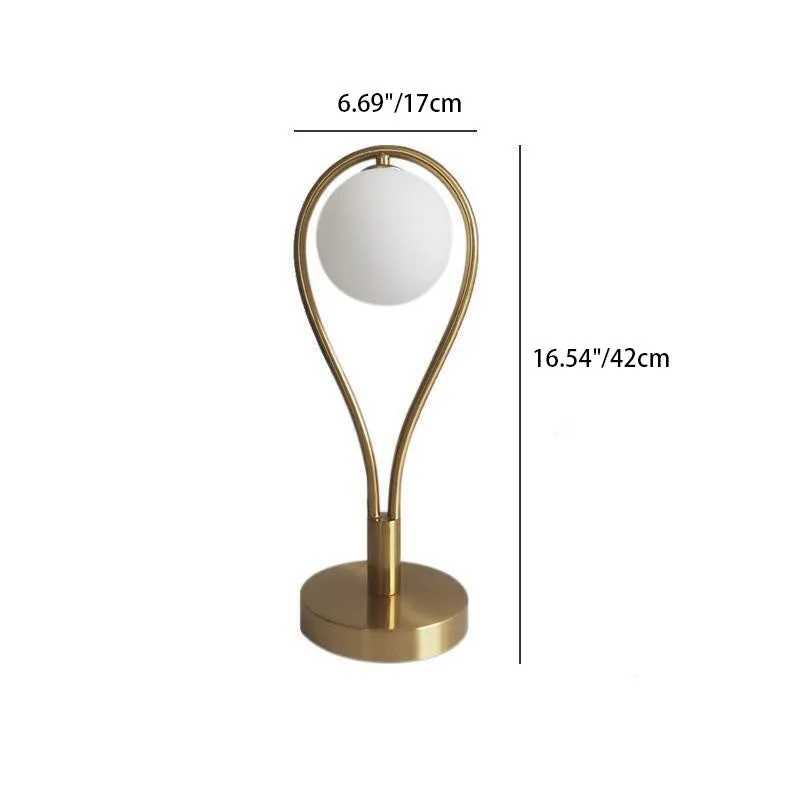 Contemporary Creative Racket Shape Iron Copper Glass 1-Light Table Lamp For Bedroom
