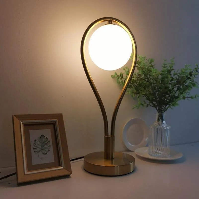 Contemporary Creative Racket Shape Iron Copper Glass 1-Light Table Lamp For Bedroom