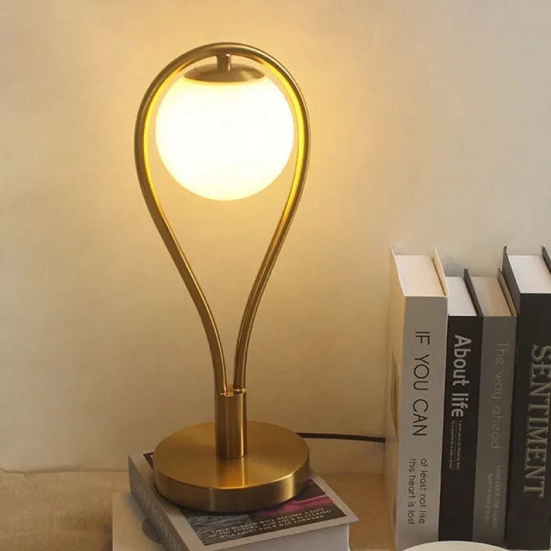 Contemporary Creative Racket Shape Iron Copper Glass 1-Light Table Lamp For Bedroom