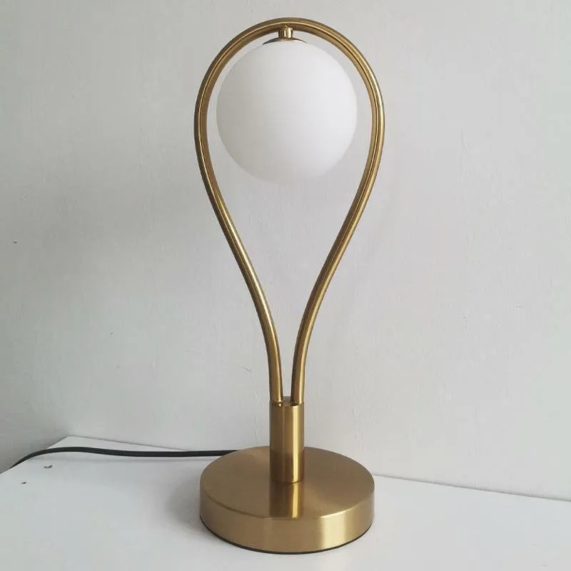 Contemporary Creative Racket Shape Iron Copper Glass 1-Light Table Lamp For Bedroom