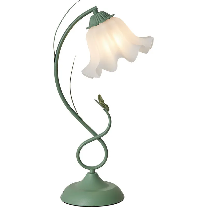 Contemporary Creative Wrought Iron Acrylic Flower 1-Light Table Lamp For Bedroom