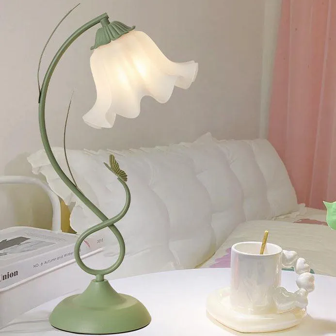 Contemporary Creative Wrought Iron Acrylic Flower 1-Light Table Lamp For Bedroom