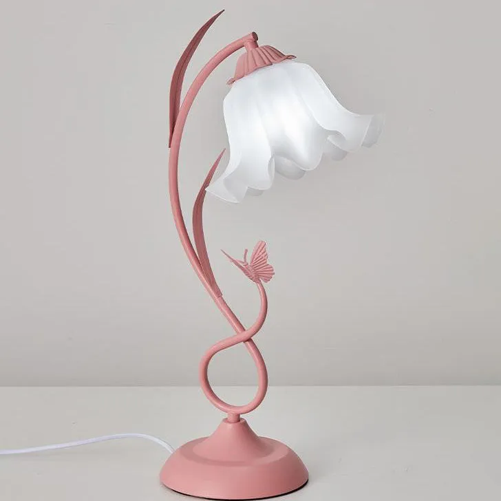 Contemporary Creative Wrought Iron Acrylic Flower 1-Light Table Lamp For Bedroom