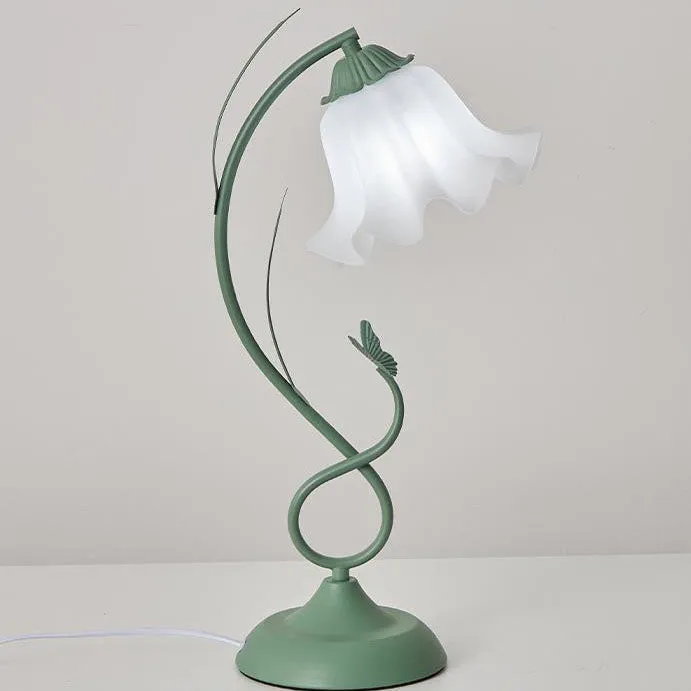 Contemporary Creative Wrought Iron Acrylic Flower 1-Light Table Lamp For Bedroom