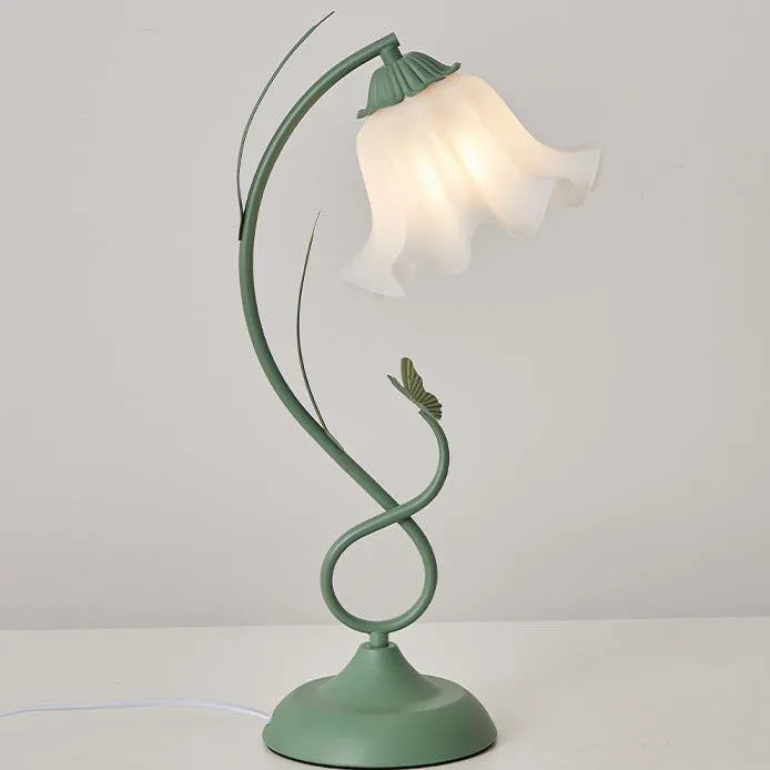 Contemporary Creative Wrought Iron Acrylic Flower 1-Light Table Lamp For Bedroom