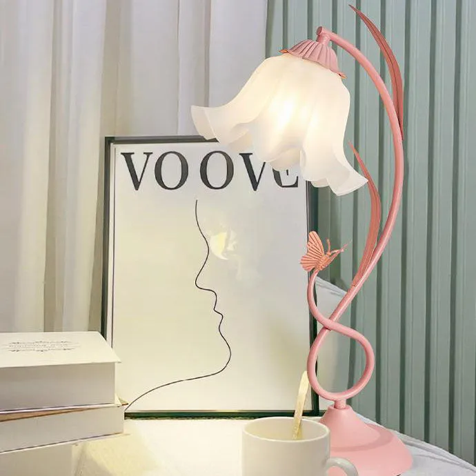 Contemporary Creative Wrought Iron Acrylic Flower 1-Light Table Lamp For Bedroom