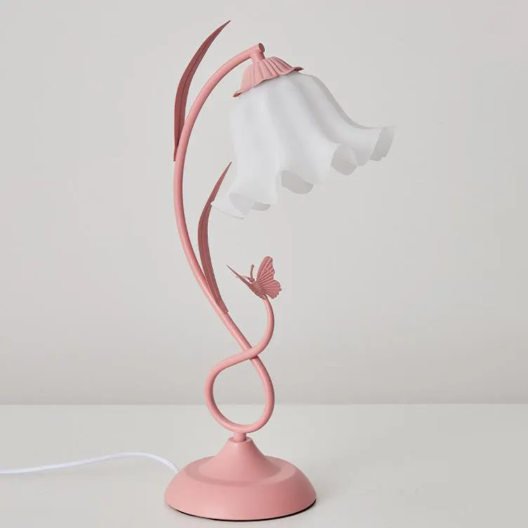 Contemporary Creative Wrought Iron Acrylic Flower 1-Light Table Lamp For Bedroom
