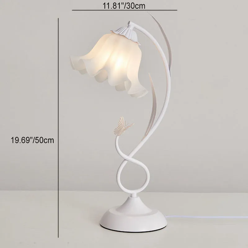 Contemporary Creative Wrought Iron Acrylic Flower 1-Light Table Lamp For Bedroom