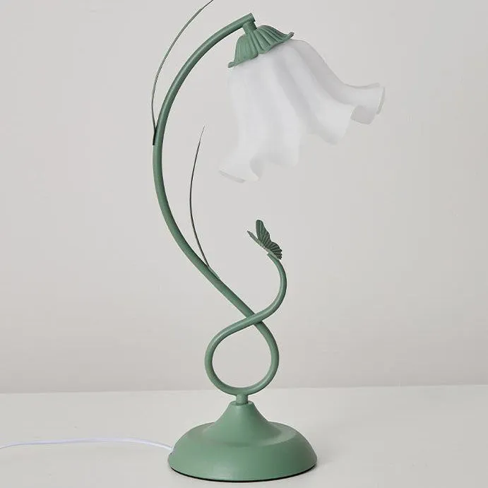 Contemporary Creative Wrought Iron Acrylic Flower 1-Light Table Lamp For Bedroom