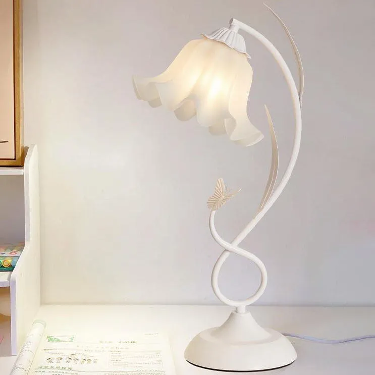 Contemporary Creative Wrought Iron Acrylic Flower 1-Light Table Lamp For Bedroom
