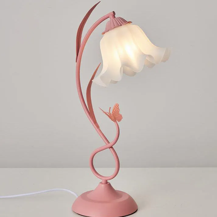 Contemporary Creative Wrought Iron Acrylic Flower 1-Light Table Lamp For Bedroom