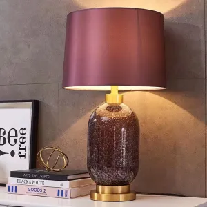 Contemporary Luxury Round Vase Base Glass Fabric 1-Light Table Lamp For Bedroom