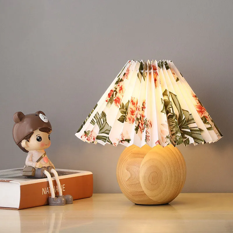 Contemporary Scandinavian Solid Wood Base PVC Lampshade 1-Light Table Lamp For Bedroom