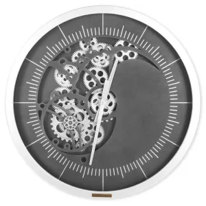 Contemporary Silver Gear Wall Clock - Dia 58cm X 8cm
